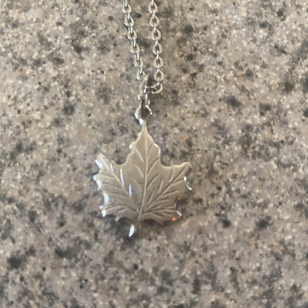 Silver Maple Leaf Necklace - image 2